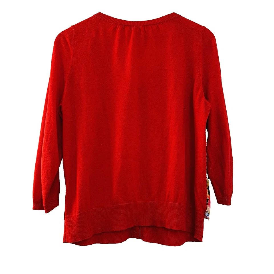 Cárdigan HWR Monograma Anthropologie Mujer Talla L Rojo Acuarela Floral Girlie Core Foto 2 de 4