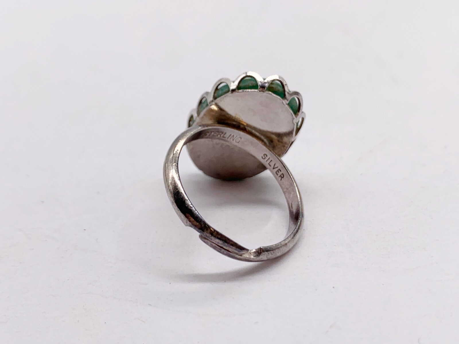 VINTAGE SOLID STERLING SILVER SOLITAIRE MARBLE GR… - image 4