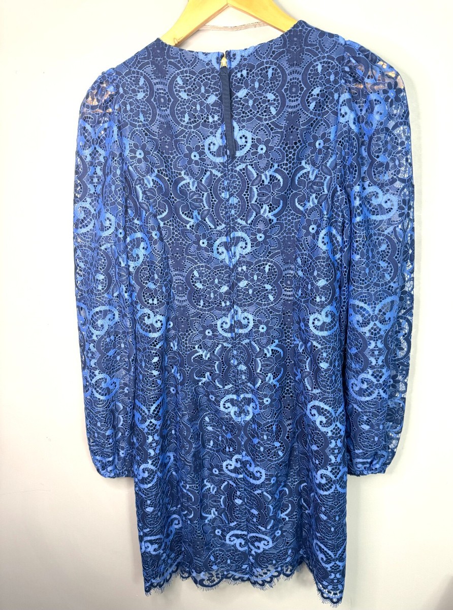 Lilly Pulitzer Georgi, Blue Lace Dress, Long Sleeves, Size 2 View 6
