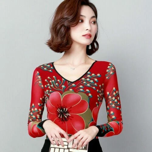 V-Neck Floral Tops for Women