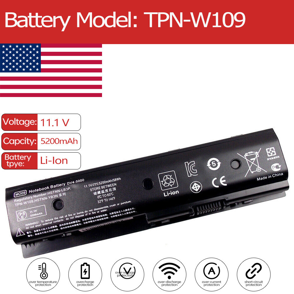Batterie pour HP Pavilion dv5-1098xx dv5-1095eo dv5-1096xx dv5-1094xx 8800mAh