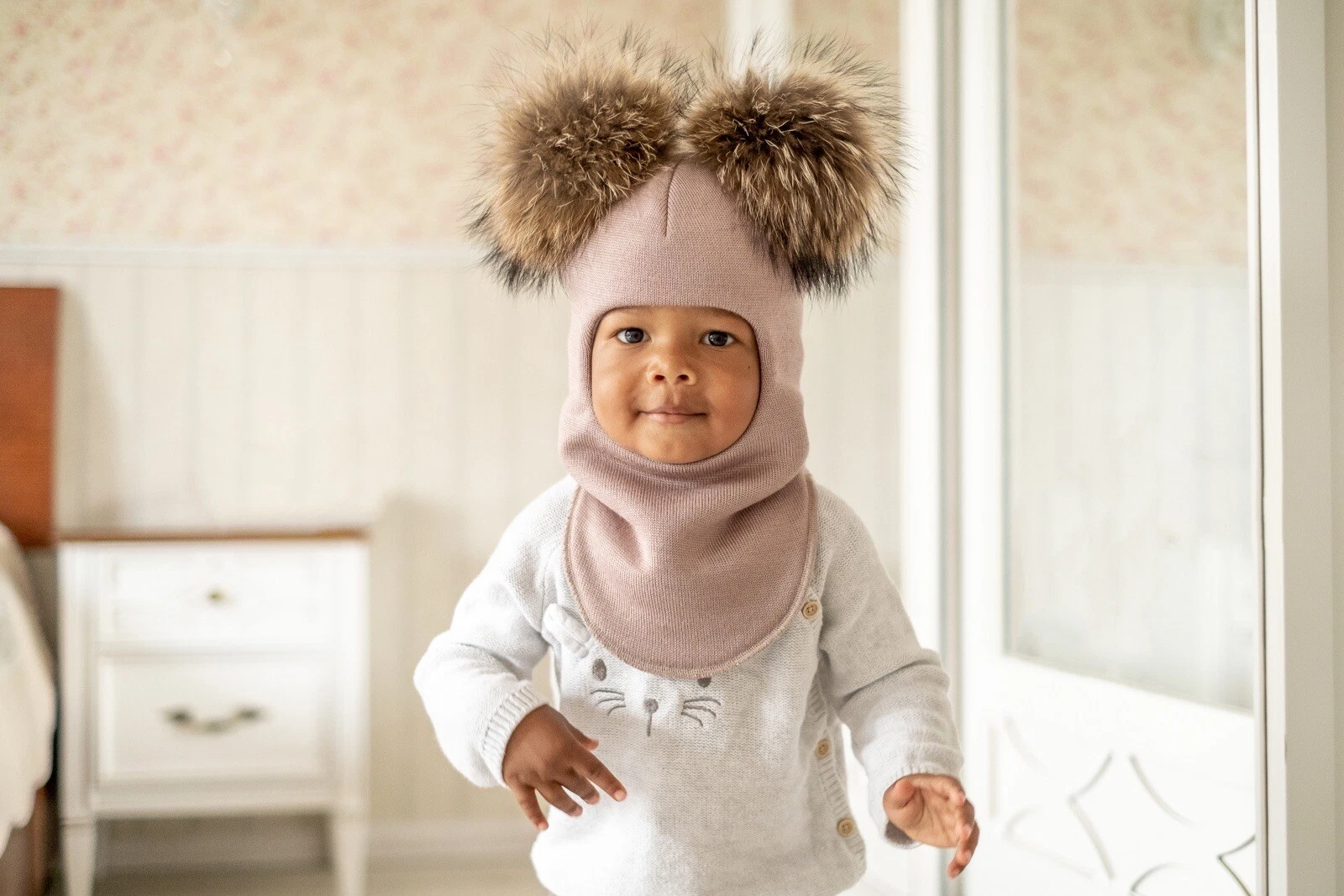 baby boy/girl Winter/spring Hat/balaclava Real Fur Pom Pons
Opens in a new window or tab