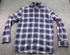 Orvis Active Fit Flannel Shirt Men s Size Medium Blue/Red Plaid Button Up.