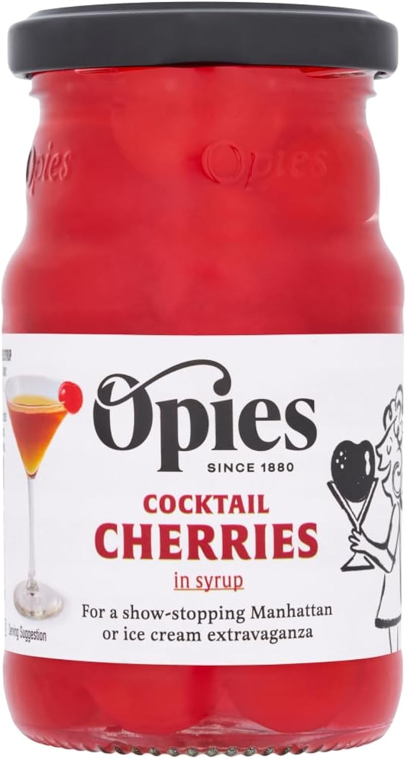 Opies Cocktail Cherries Maraschino 225g Jar for Garnishing Cocktails