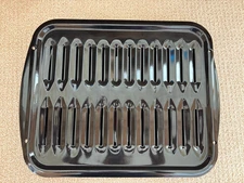 NEW! RANGE KLEEN BROILER PAN & GRILL SET  16" x 13" x 1.75" Porcelain - 2 PIECE!