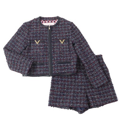 Excellent VALENTINO two-piece set Roppongi Class tweed Navy multi Sheep leather
