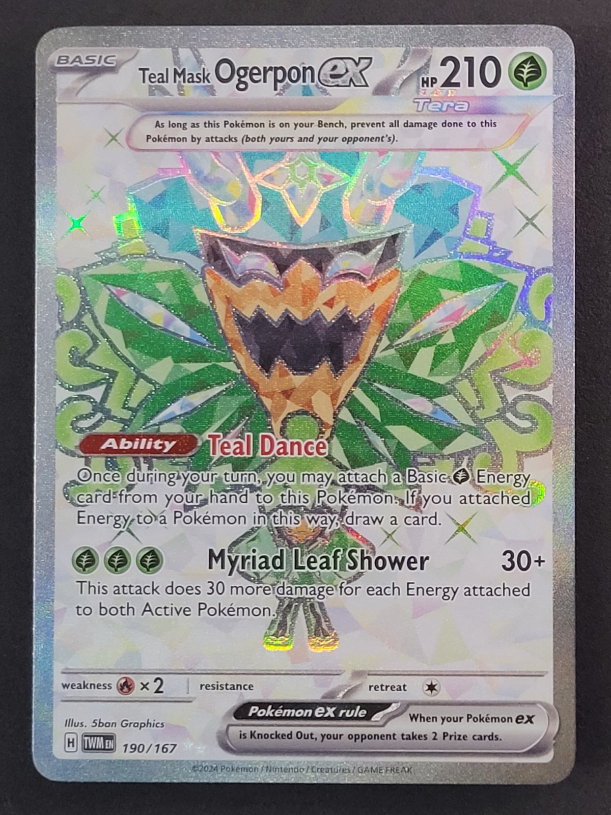 Teal Mask Ogerpon ex 190 NM Ultra Rare Twilight Masquerade Pokemon TCG