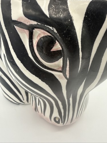 Seltene Vintage handbemalte Keksdose mit Zebrakopf Made in Italy 10”x8” - Bild 24 von 24