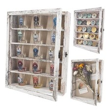 Display Case with Adjustable Shelves White, 4-Tier Memory 11x14 Rustic White