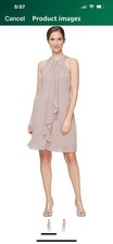 S.L Fashions Jewel Halter Top Neck line Cocktail Wedding Party Dress Small NWT
