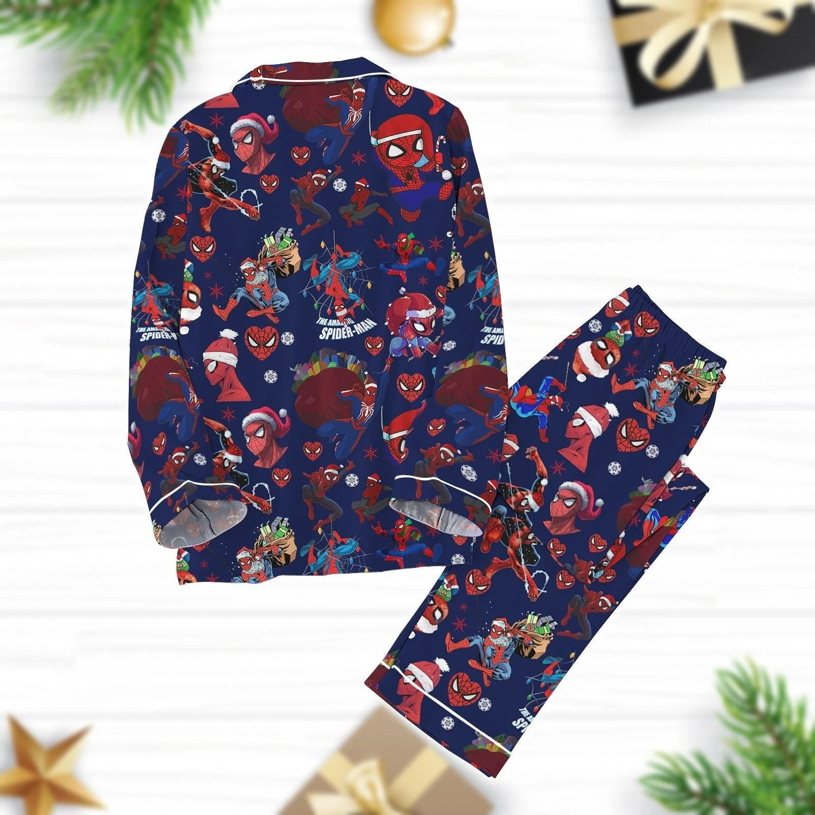 The Amazing Spider Man Santa Hat Merry Christmas Superhero Pajamas Set