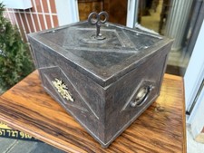 Barock Eisenkasse Sold Eisen Truhe Doppeladler Kaisereich Österreich 31 x 25 cm