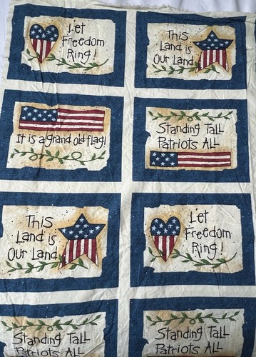 DAISY KINGDOM LET FREEDOM RING Patches Fabric Panel Pillow Quilt 20 squares - Picture 6 of 8