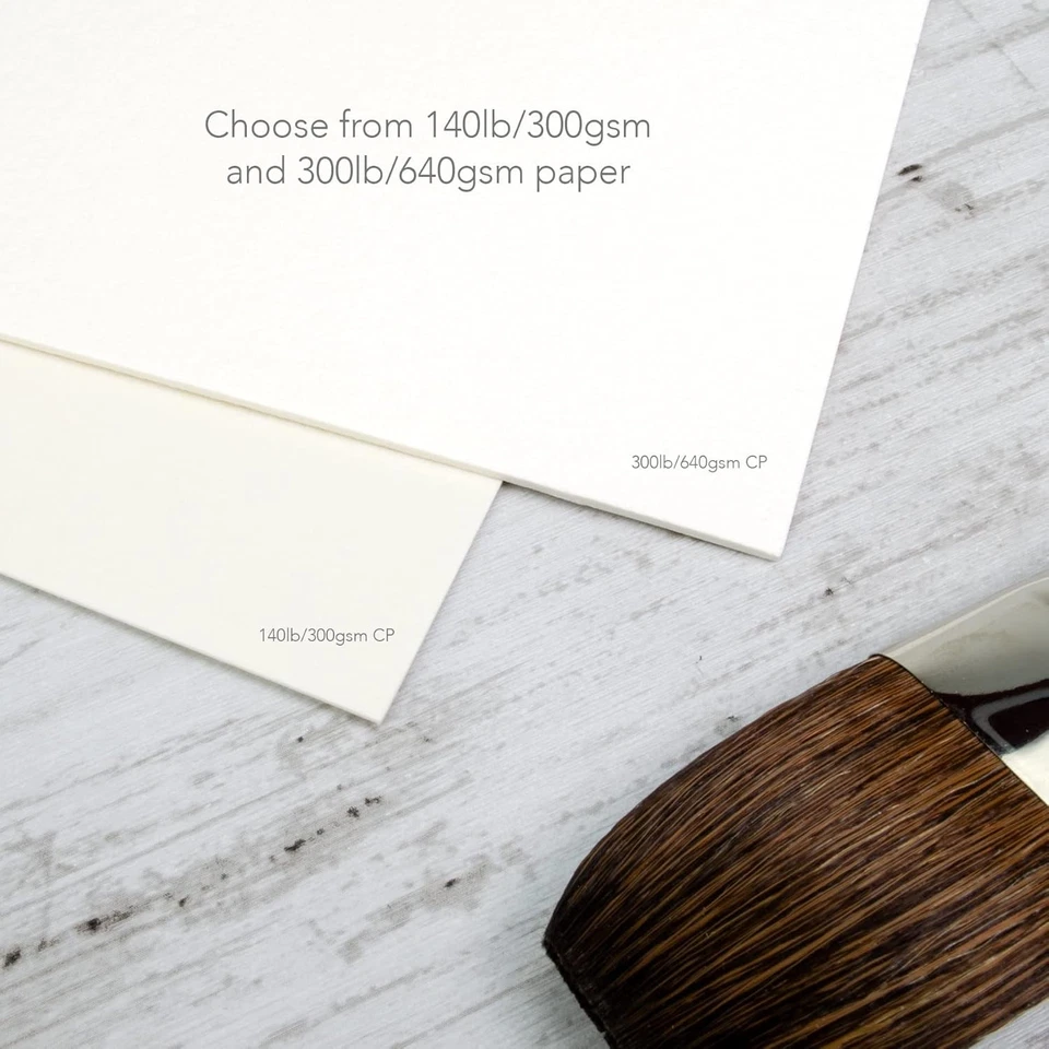 Papel de acuarela fluido 100 8 x 10 bolsas 10 hojas 140 lb 300 GSM 100 algodón Foto 4 de 4