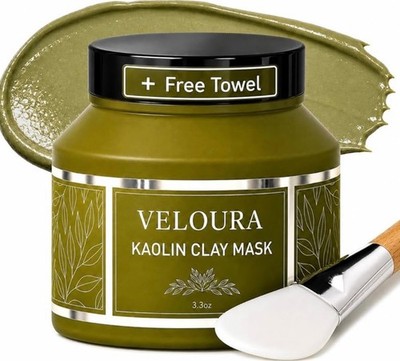 Veloura Luxus Ton Gesichtsmaske + KOSTENLOSES ultraweiches Gesichtstuch, 3,3 Unzen