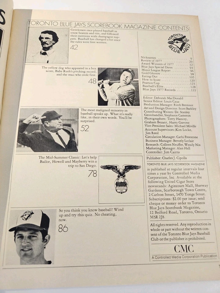 1978 Toronto Blue Jays Scorebook Magazine Vol. 2 No. 2 vs Detroit Tigers - Image 3 of 4