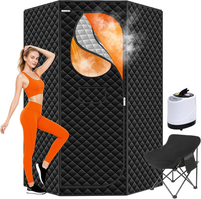Portable Home Sauna with 1300W Steamer, Remote & Timer for Ultimate Relaxation