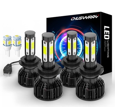 4x H7+H7 LED Combo Headlights High Low Beam Kit Bulbs For Smart Fortwo 2008-2015