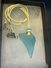 Beautiful Sky Blue Sea Glass Necklace with Glass Bead Great for Beach
