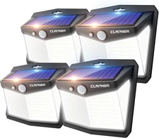 CLAONER Solar Lights Outdoor, [128 LED/4 Packs] 4 Packs, Cold White 