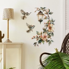 Flower Birds Wall Sticker Wall Decor PVC Home Decor Floral Wall Decals for