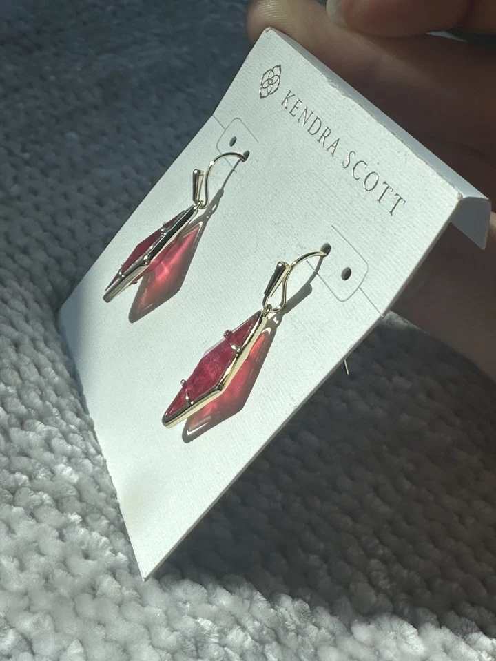 Pendientes colgantes de oro Kendra Scott Kinsley rosa nácar nuevos con etiquetas $70  Foto 4 de 4