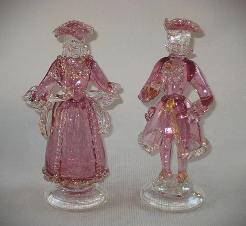 Vintage Pair of Murano Italy Blown Art Glass Figurines – Romantic Couple