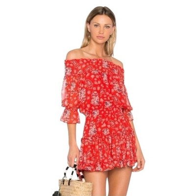 Misa Los Angeles Darla Americana Paisley Dress Red White Blue Size Small NEW