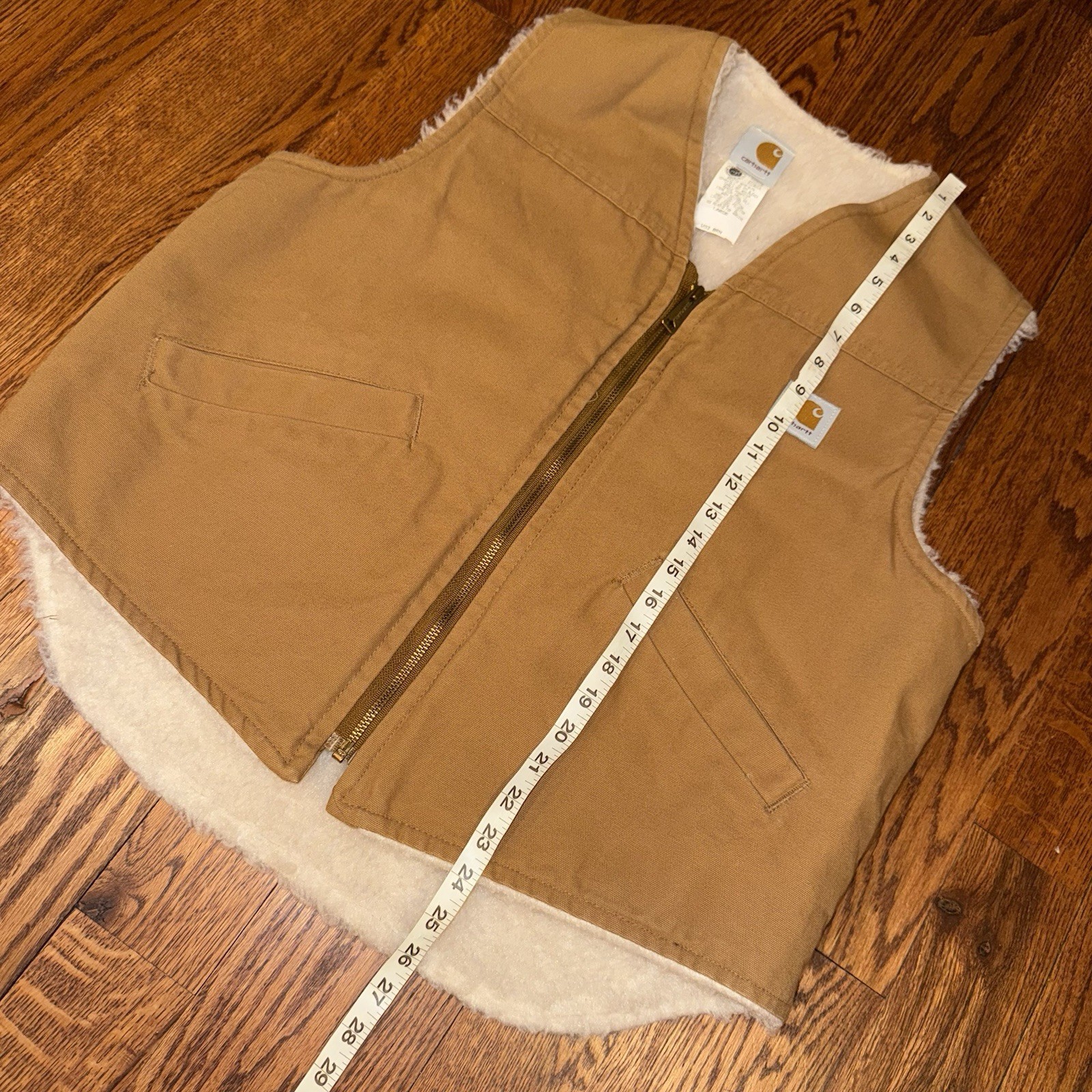 Vintage 1970s Carhartt Union Made Sherpa Lined Duck Canvas Vest Mens Large Brown thumbnail 5