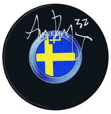 Adam Boqvist Columbus Blue Jackets Autographed Team Sweden Puck NO TARIFFS
