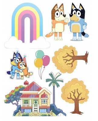 Bluey Essbar Fabel Bingo Tiere Tortenaufleger Torte Geburstag + TEXT