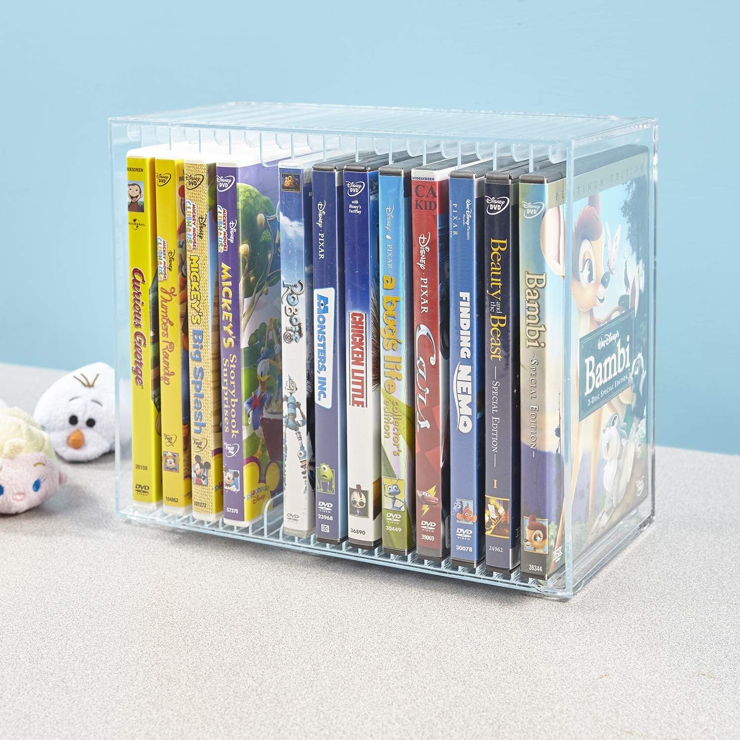 STORi Stackable Clear Plastic DVD Organizer with Rubber Feet | Rectangular Holde