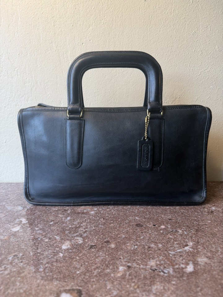 Vtg COACH Bonnie Cashin Slim Satchel Bag Black NYC Talon Zip 9525 Glue In 70’s