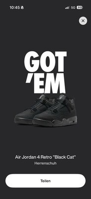 Nike Air Jordan 4 Retro Black Cat 2025 Schwarz 44,5 Neu OVP Sneaker FV5029-010