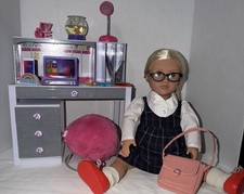 Our Generation School Desk Side Table Set Plus Accessories Doll