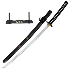 Anime Samurai Sword Replica with Stainless Steel Blade, Hand-Carved Kanji& stand
