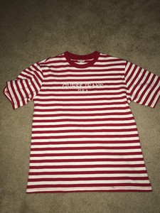 guess red and white striped shirt