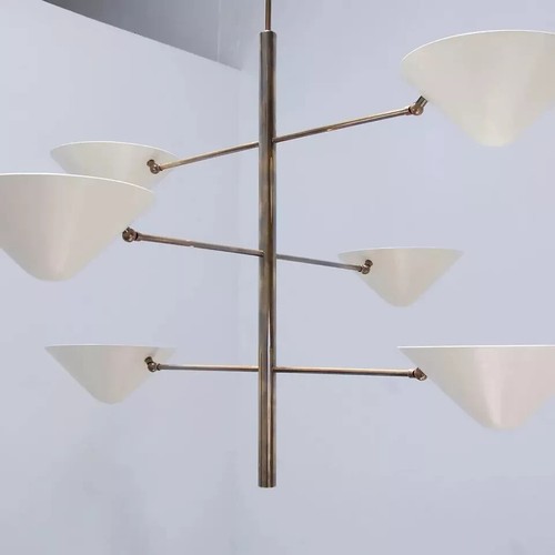 6 Brazo Stilnovo Latón Candelabro Blanco Sombras Instalación Moderno Lámpara - Imagen 4 de 4