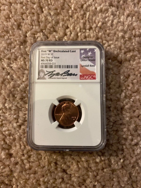 2019 W 1C Lincoln Cent Bass Signed NGC MS 70 RD  /5 coin Set  First Day Issue