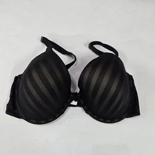 Maidenform Women Bra 36DD Black Striped T Shirt Underwired Bow Strap