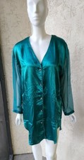 VTG Victoria's Secret Satin Shiny Night Shirt Nightgown Gold Label Green M/L