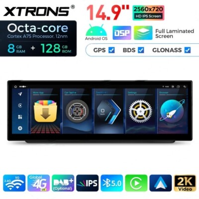 14.9'' Android 14 Car Screen Retrofit GPS 4G 8+128G WiFi iDrive For BMW E90 E92-