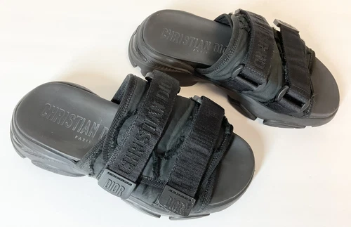 Christian Dior Technical Fabric Camouflage D-Wander Slide Sandals 36 Black