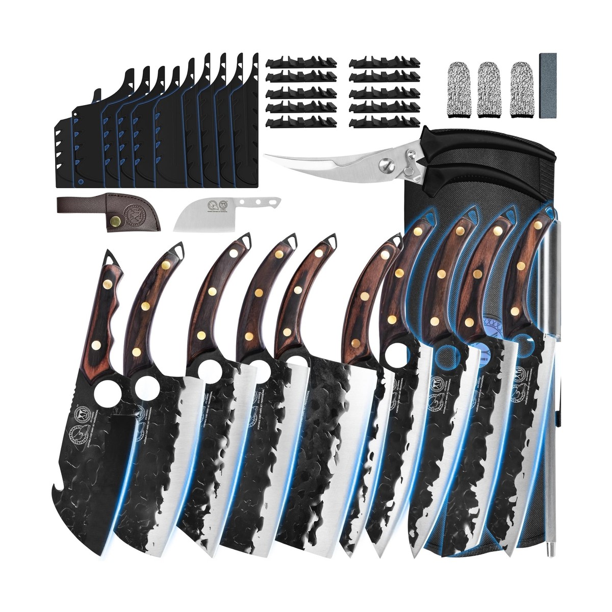 XYJ 10-pcs Kitchen Knife Set,Forged Chef Knives,Vegetable Meat