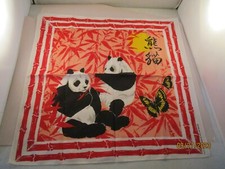 Vintage PANDA Poly/Cotton Bandana Handkerchief 21 1/2 X 22