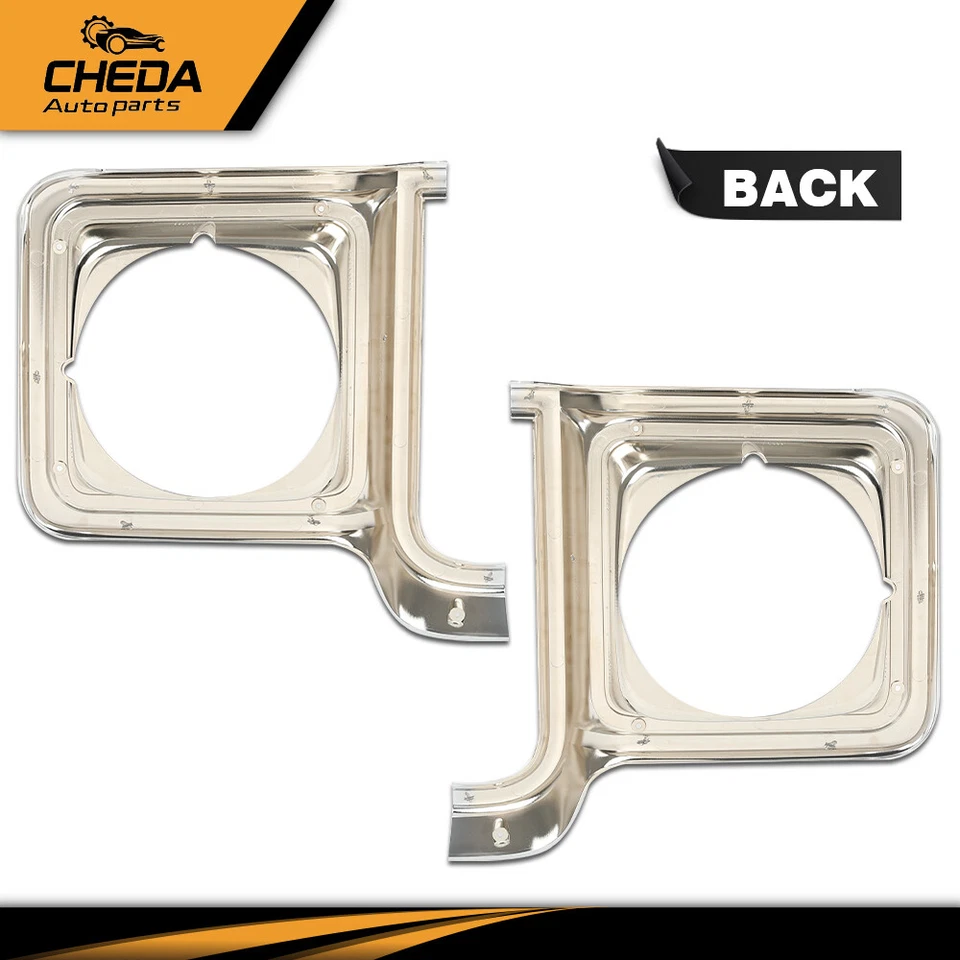 Headlight Trim Bezel Chrome Silver Pair Fit For 1973-1978 Chevy C10 Suburban - Image 3 of 4