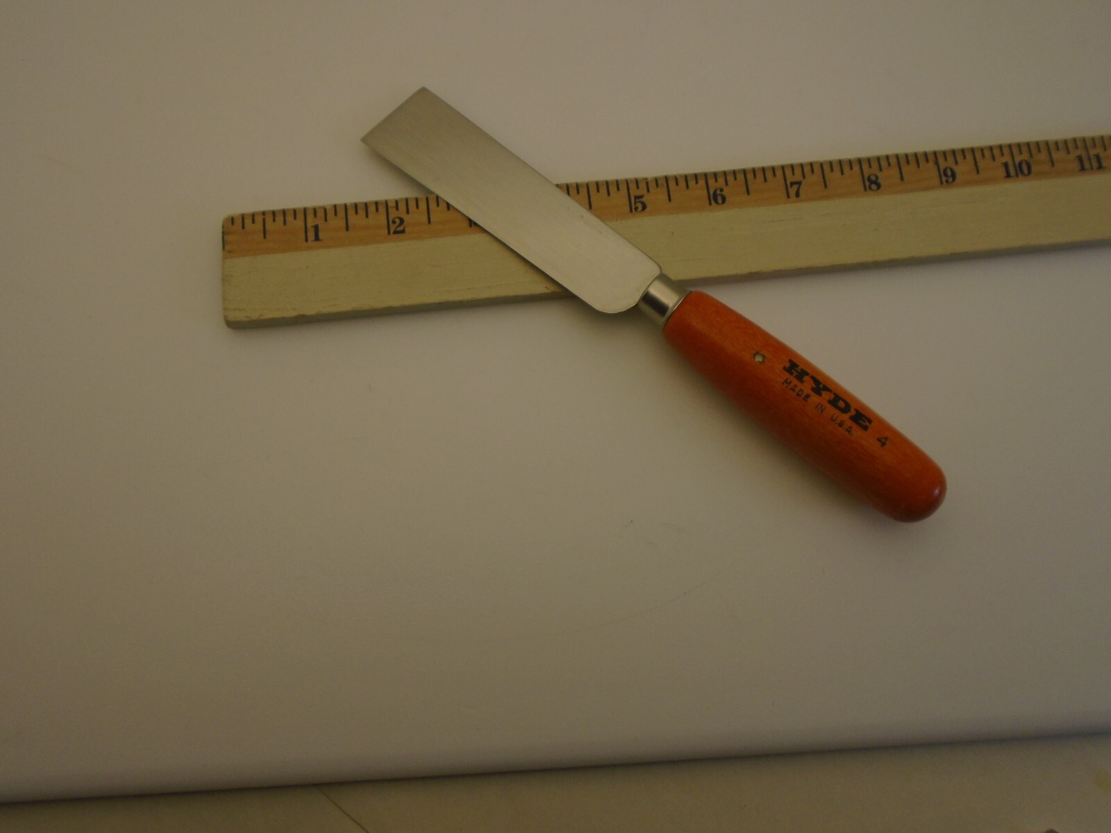 Hyde USA 4-inch Semi Stiff Blade Hi Carbon Square Tip Shop Knife Wood Handle