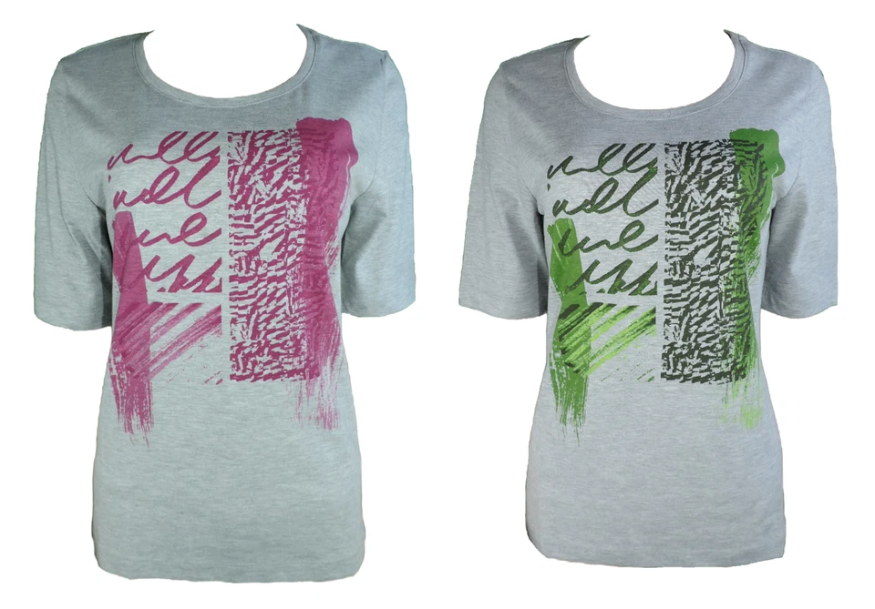 Joy Damen T-Shirt HANNY Kurzarm Grau/Grün Grau/Pink Gr. 36 38 40 42 44 - Bild 1 von 1