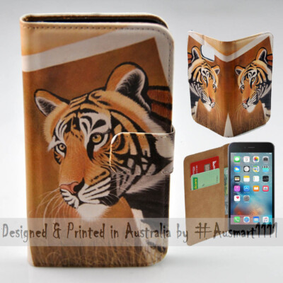 Flip Cover Phone Case for Apple iPhone Series Mobile Phone - Tiger Safari Theme