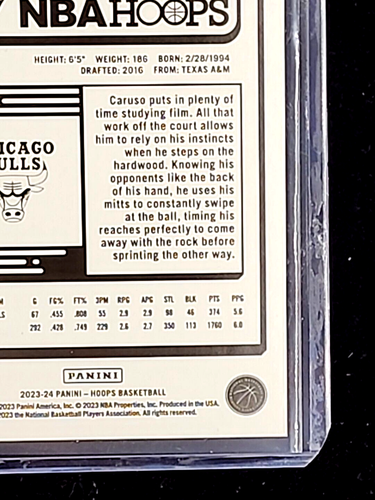 2023 2023-24 Panini NBA Hoops Green #81 Alex Caruso /99 Chicago Bulls Card - Imagen 9 de 10
